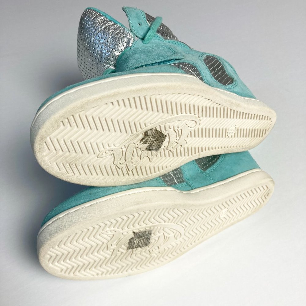 ASH Bea High-Top Wedge Sneaker in blue & silver suede leather - Picture 7 of 11